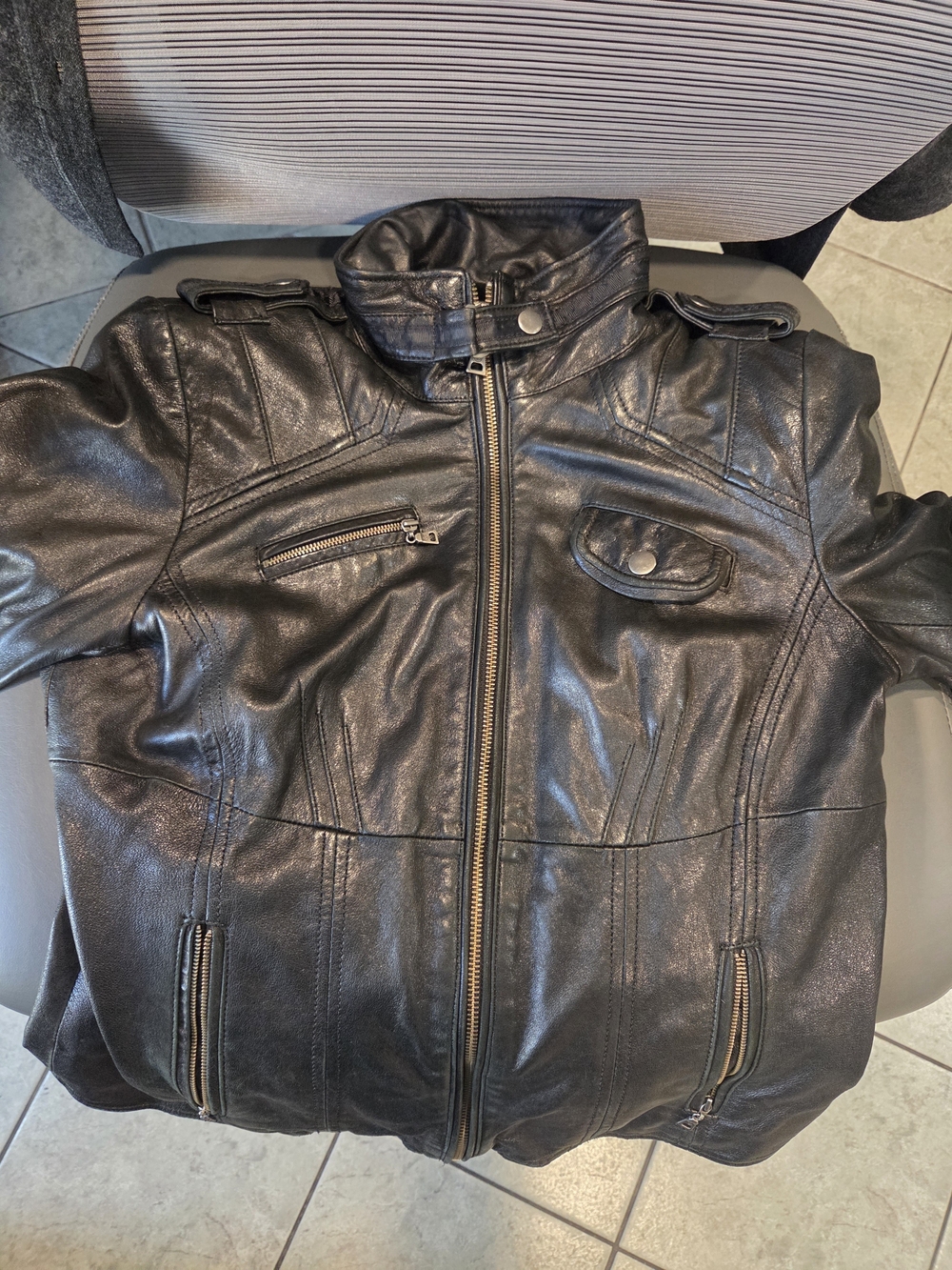 Danier black Italian leather moto jacket